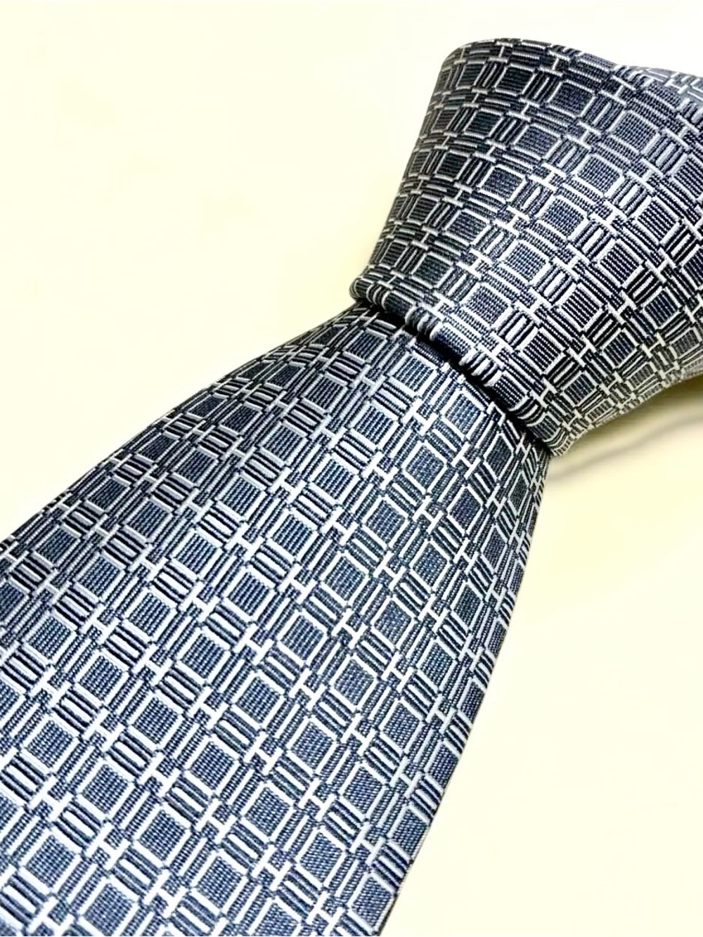 Hermès tie, "H en Boîte" (H in a Box), Calm Blue